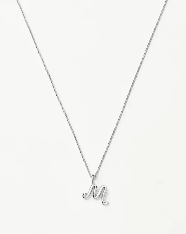 Curly Molten Mini Initial Necklace – M | Sterling Silver