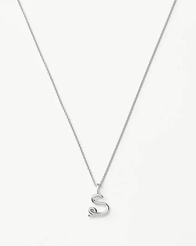 Curly Molten Mini Initial Necklace – S | Sterling Silver