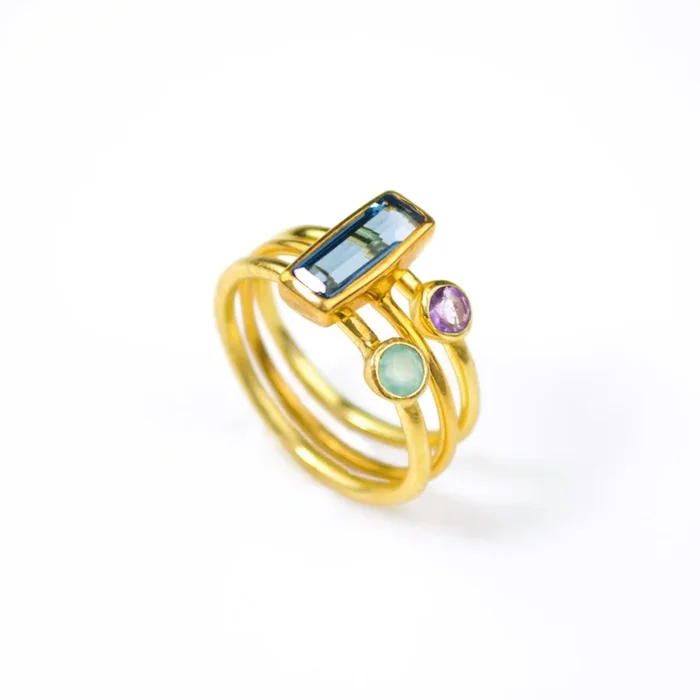 Custom Mom Ring Set, Adira Bar Birthstone Ring Combo