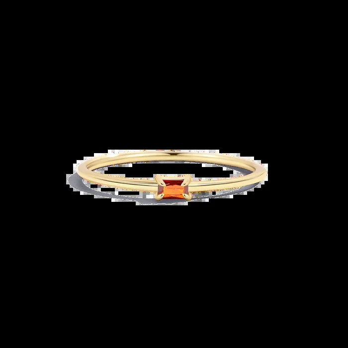 Dainty Baguette Birthstone Stacking Ring