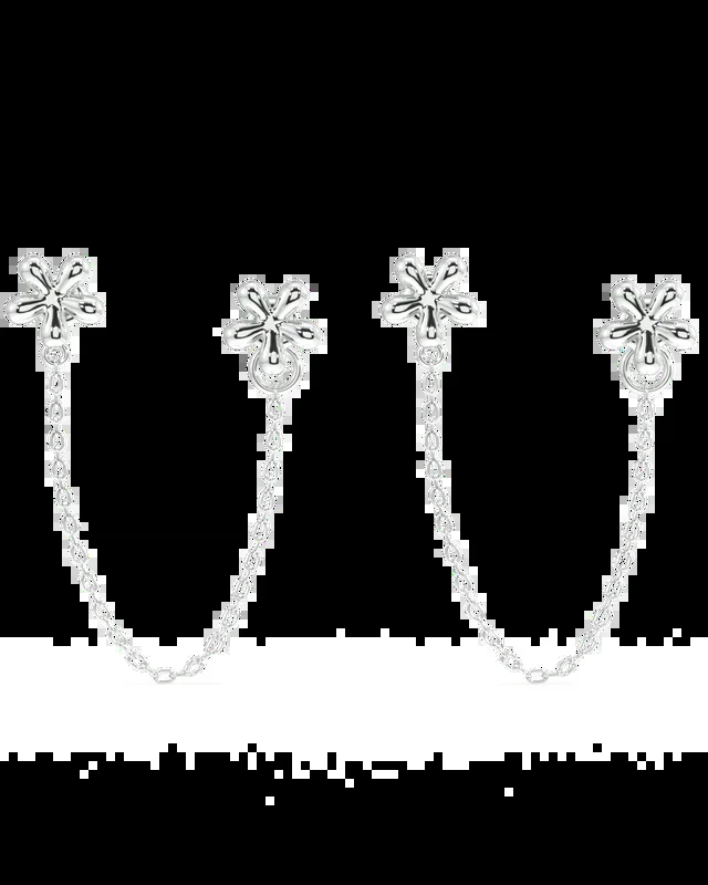 Dainty Flower Connector 3 In 1 Chain Earrings