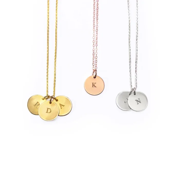 Dainty Initial Disc Necklace, Personalized Initial Necklace for Women, Sterling Silver or Gold Filled Jewelry for Her, Engraved Mother’s Day Jewelry