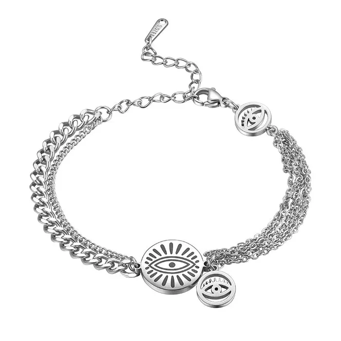 Damen Evil Eye Link Armbänder Schmuck Edelstahl