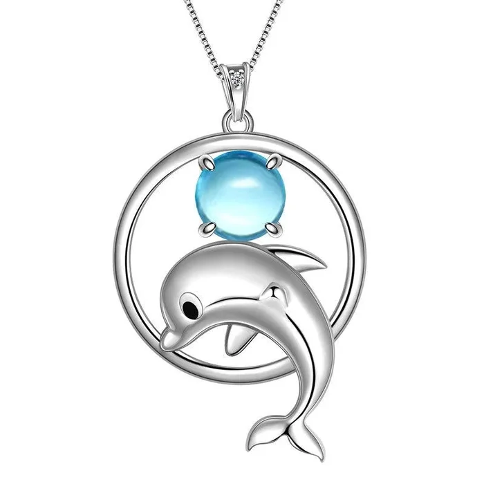 Dauphin Mini Animal pendentif collier bijoux femmes filles cadeau d’anniversaire 925 en argent Sterling