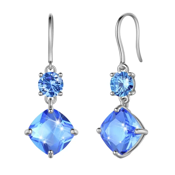 December Birthstone Earrings Women Dangle Earrings Sterling Silver Hook Tanzanite Blue Crystal Jewelry Mother Christmas Birthday Gifts for Her