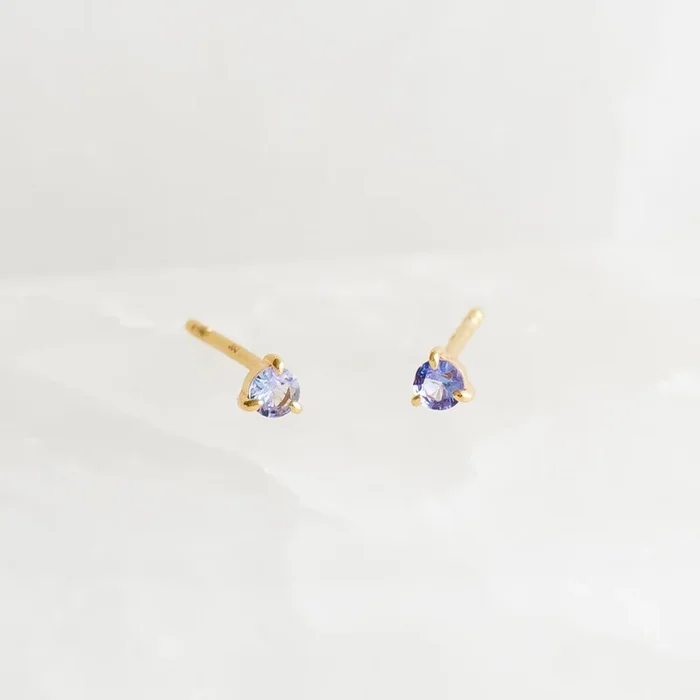 December Birthstone Stud Earrings 14k Gold – Tanzanite