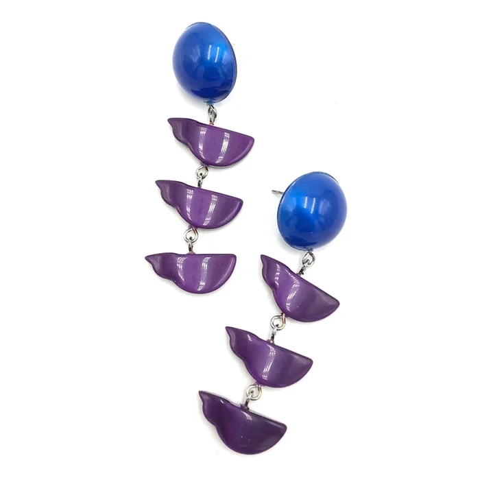 Deep Purple & Blue Cloud Moonglow Earrings