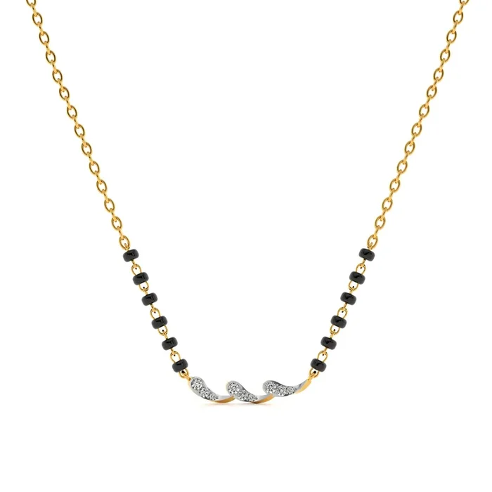 Delicate Curved 9KT Gold Lab Grown Diamond Mangalsutra