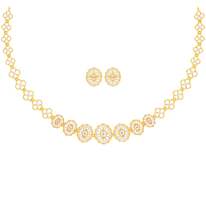 Delightful Necklace Set With CZ in 22K Gold