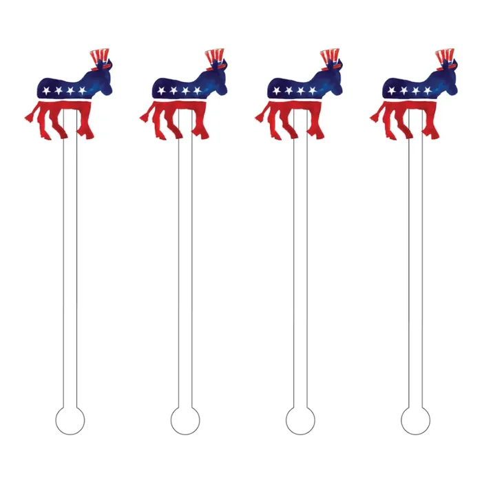 Democrat Logo Acrylic Stir Sticks- Set of 4