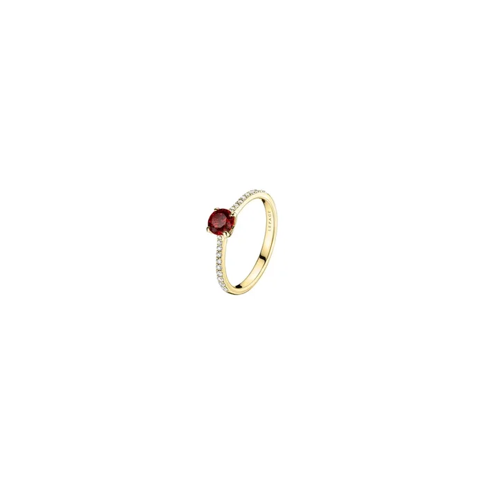 Demoiselle engagement ring in yellow gold, ruby and diamonds | LEPAGE