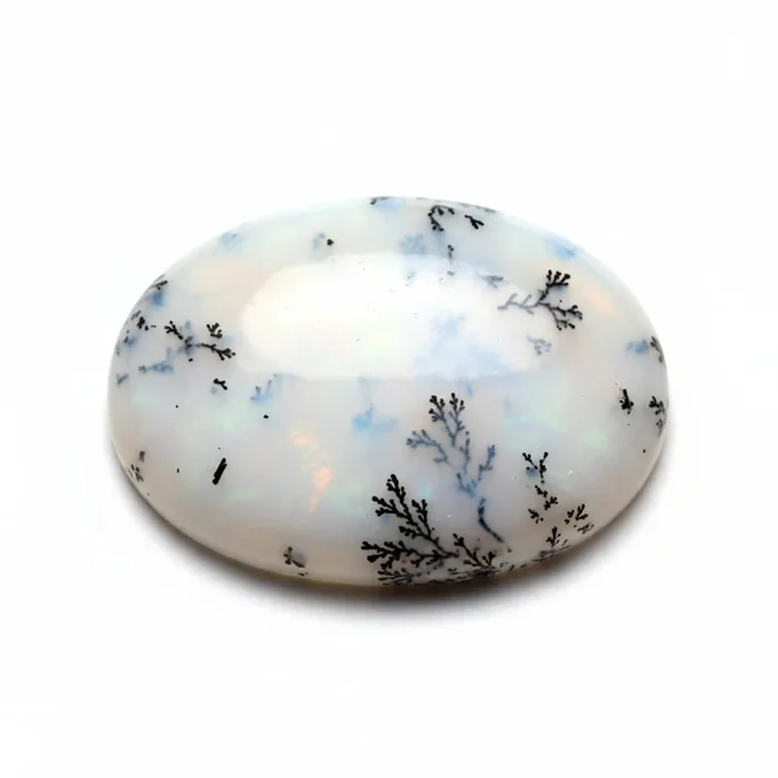 Dendrite Opal 1PC Large 10×12 MM Oval Cabochon White Brilliant semi Precious Precious Gemstone