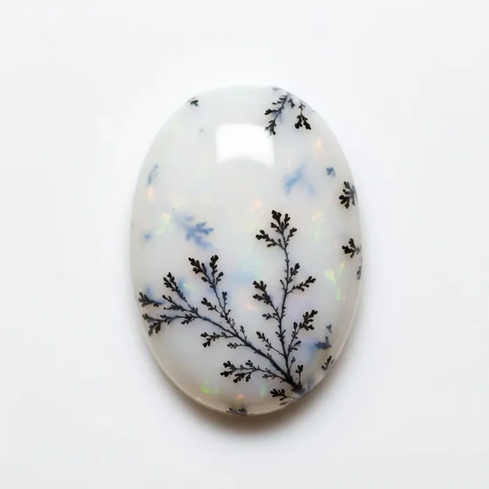 Dendrite Opal 1PC Large 9×11 MM Oval Cabochon White Pure semi Precious Loose Gemstones