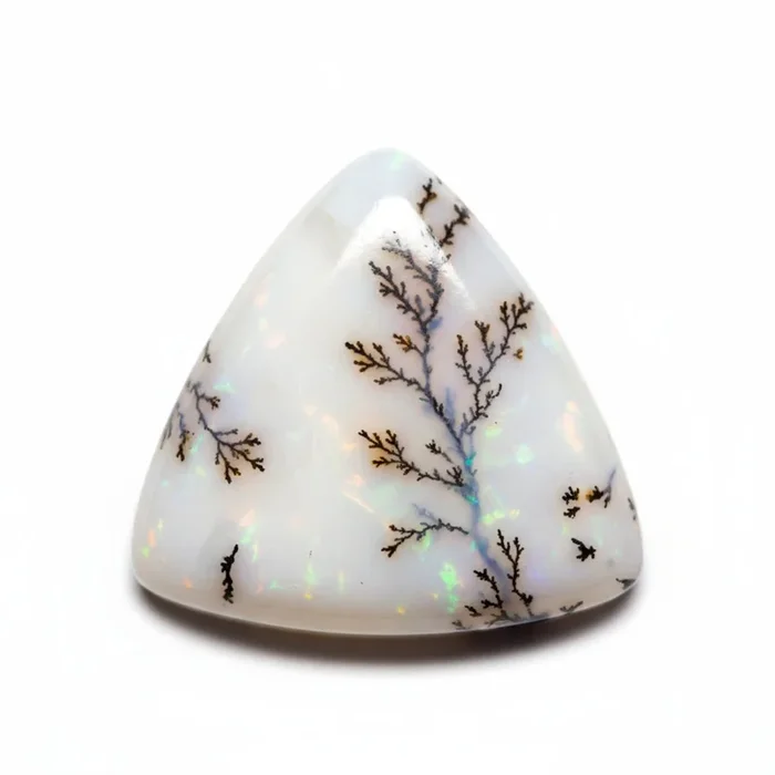 Dendrite Opal 1PC Medium 9×9 MM Triangle Cabochon White Brilliant semi Precious Precious Gemstone