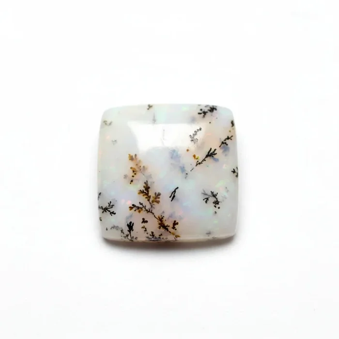 Dendrite Opal 1PC Small 8×8 MM Square Cabochon White Luster semi Precious Loose Gems