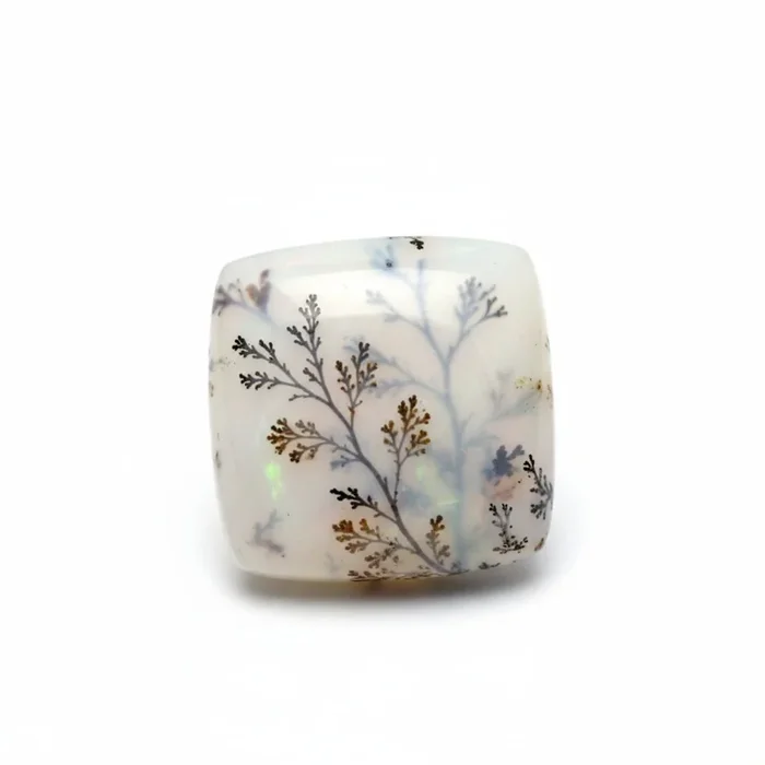 Dendrite Opal 1PC Tiny 6×6 MM Square Cabochon White Polished semi Precious Precious Gemstone