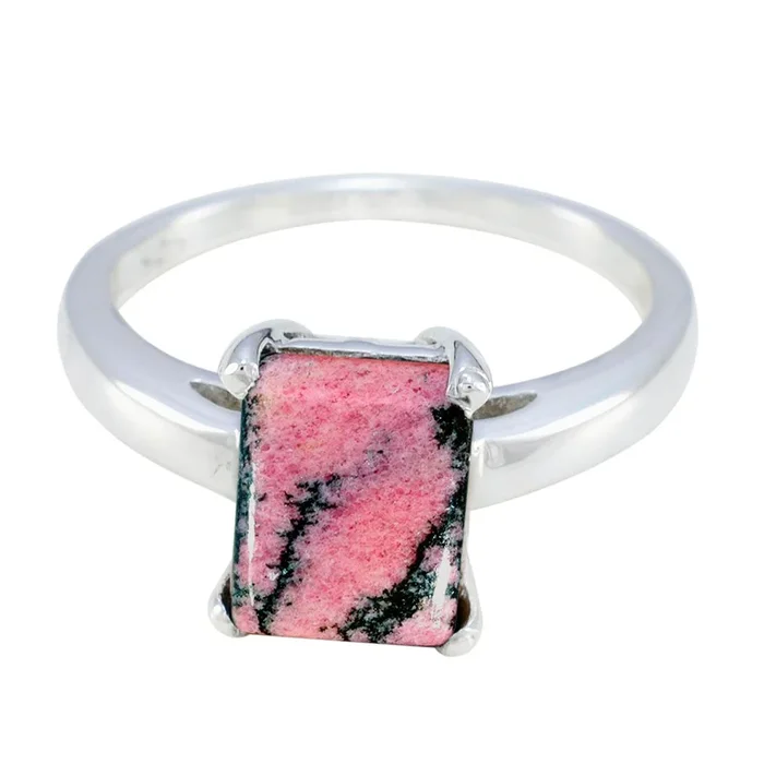 Dendrite Opal Solitaire Moroccan 92.5 Silver Pink Gems Mid-weight Romantic Ring Jewellery