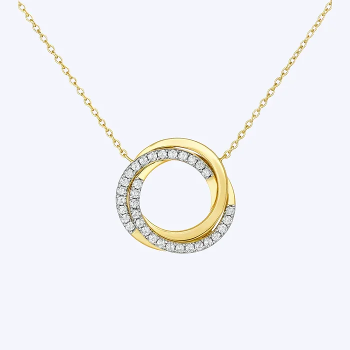 Diamond and Half Polish Twist Necklace
