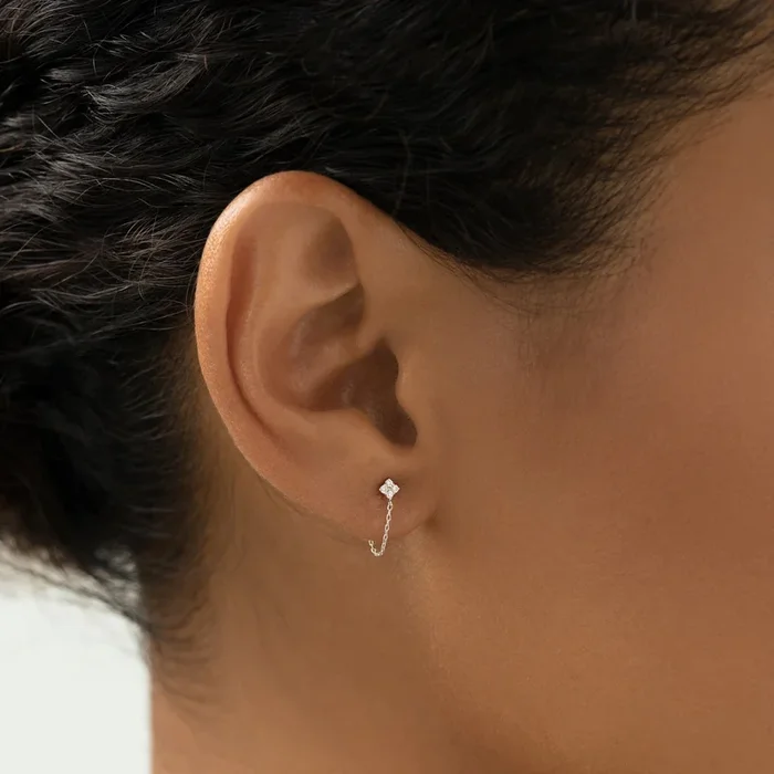 Diamond Chain Earrings White Gold – Alva