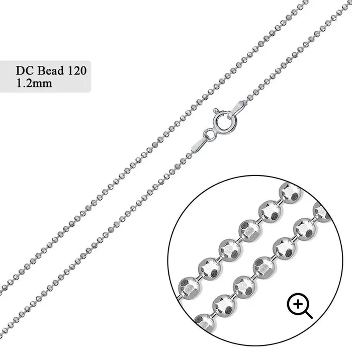 Diamond Cut Bead 120 Chains or Bracelet 1.2mm – CH501