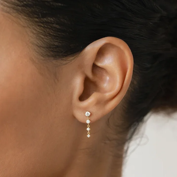 Diamond Drop Earrings 14k Gold – Helmi