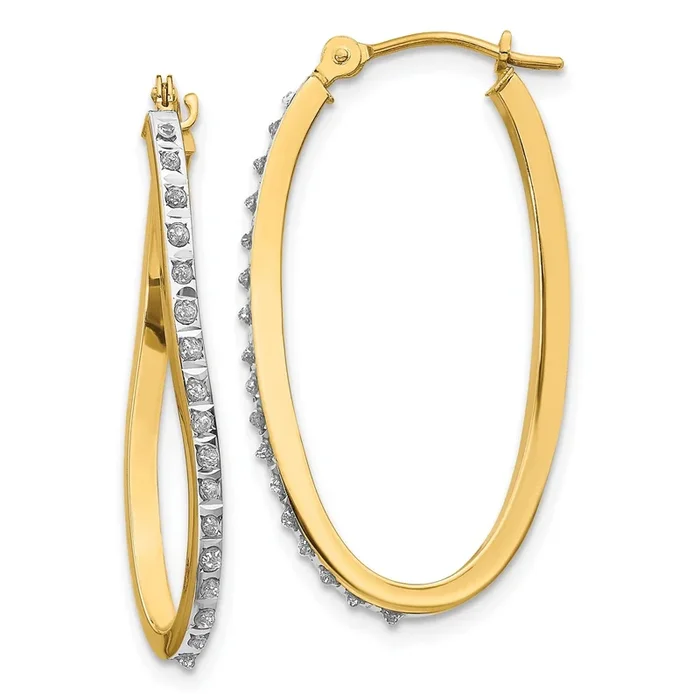 Diamond Fascination 14KT Yellow Gold 30X1MM Diamond Accent Twist Hoop Earrings