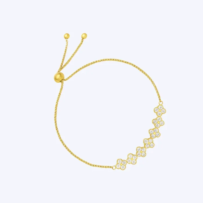 Diamond Floral Cluster Bolo Bracelet