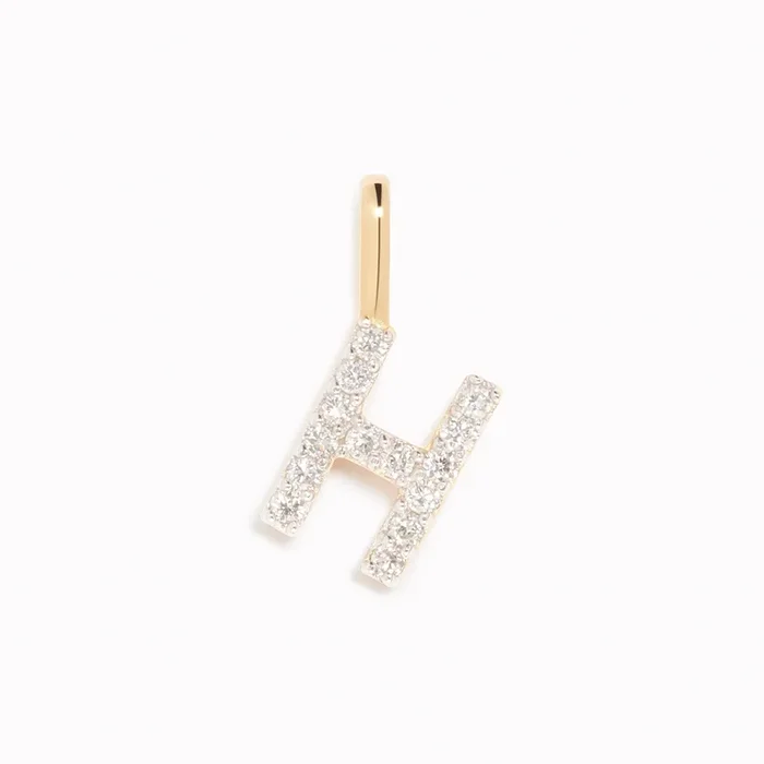 Diamond Initial Pendant 14k Gold – H