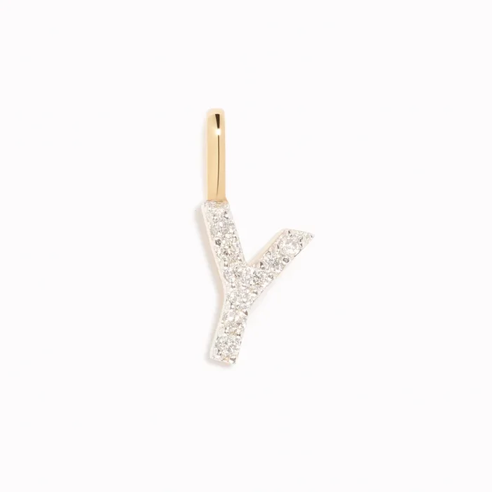 Diamond Initial Pendant 14k Gold – Y