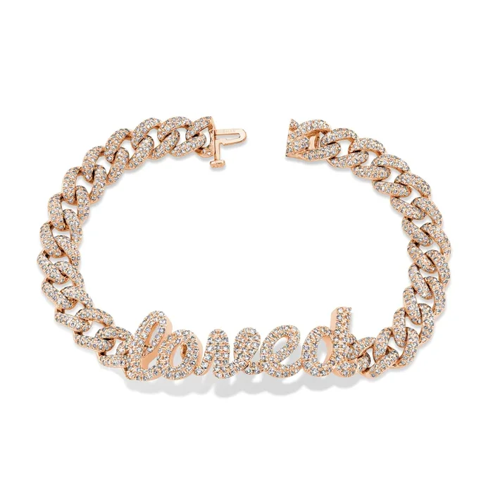 DIAMOND PAVE 5 LETTER MEDIUM LINK BRACELET