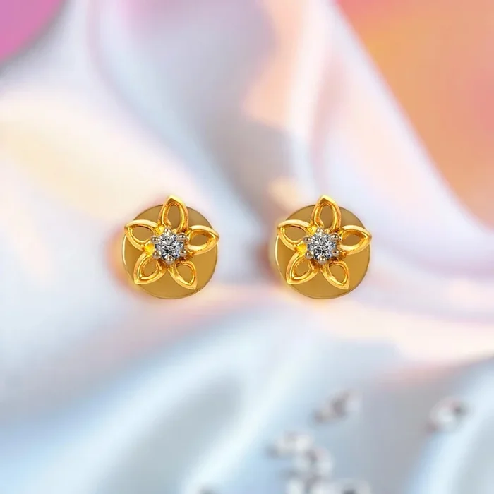 Diamond Petal Gleam Stud Earrings