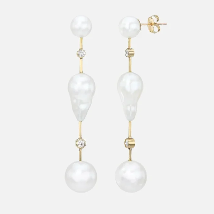 Diamond Round Cloudbar Earrings
