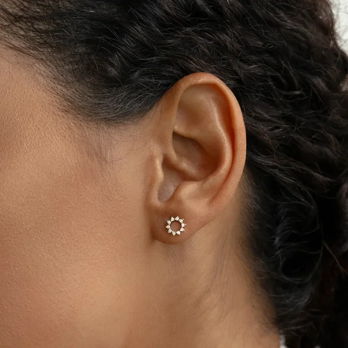 Diamond Sun Earrings 14k Gold – Emmeline