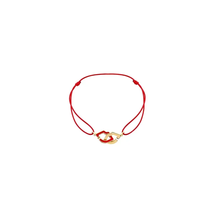 dinh van Two Lips cord bracelet in yellow gold and red lacquer | LEPAGE