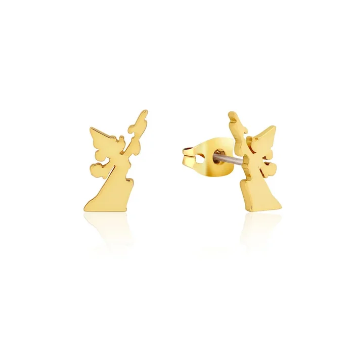 Disney Fantasia Gold Plated Sorcerer’s Mickey Reach For The Stars 15mm Stud Earrings