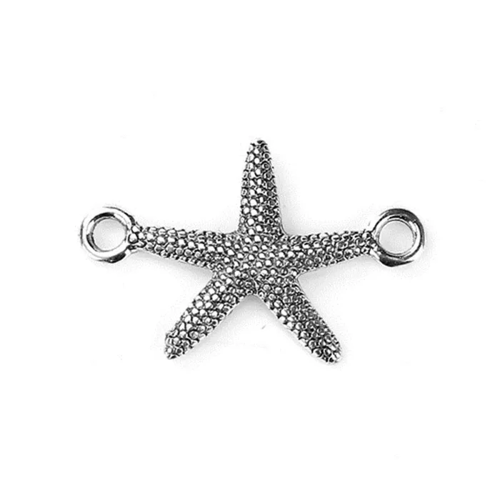 DoreenBeads Zinc Based Alloy Connectors Starfish Antique Silver Color Charms DIY Jewelry Components 33mm x 21mm( 7/8″), 2 PCs
