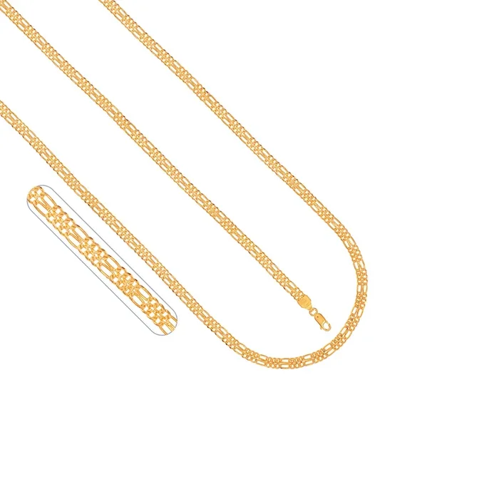 Double Figaro 20″ Chain in 22K Gold