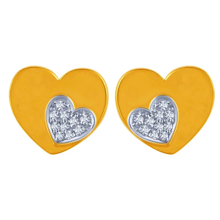 Double Heart 14k Gold Earrings