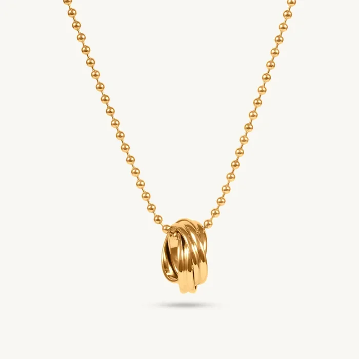 Double Hoop Interlocked Pendant Necklace