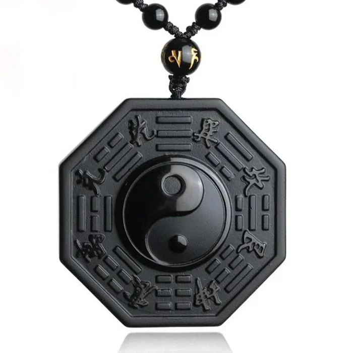 Drop Shipping Black Obsidian Yin Yang Necklace Pendant Chinese BAGUA Men’s Jewelry Women’s Jewelry