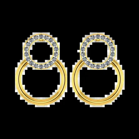 Dual Ring Gold Earrings