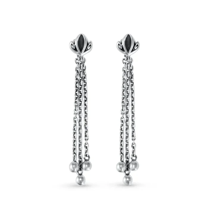 Dual Tassel Earring Long – Sterling Silver