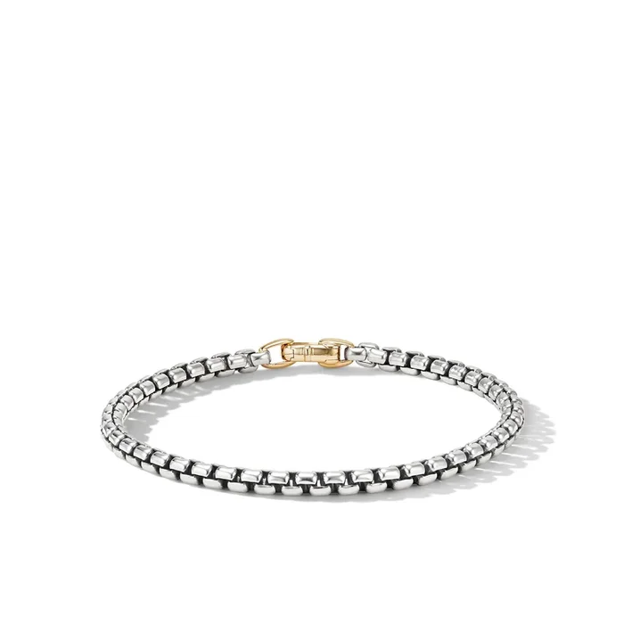 DY Bel Aire Box Chain Bracelet in Sterling Silver with 14K Yellow Gold, 4mm