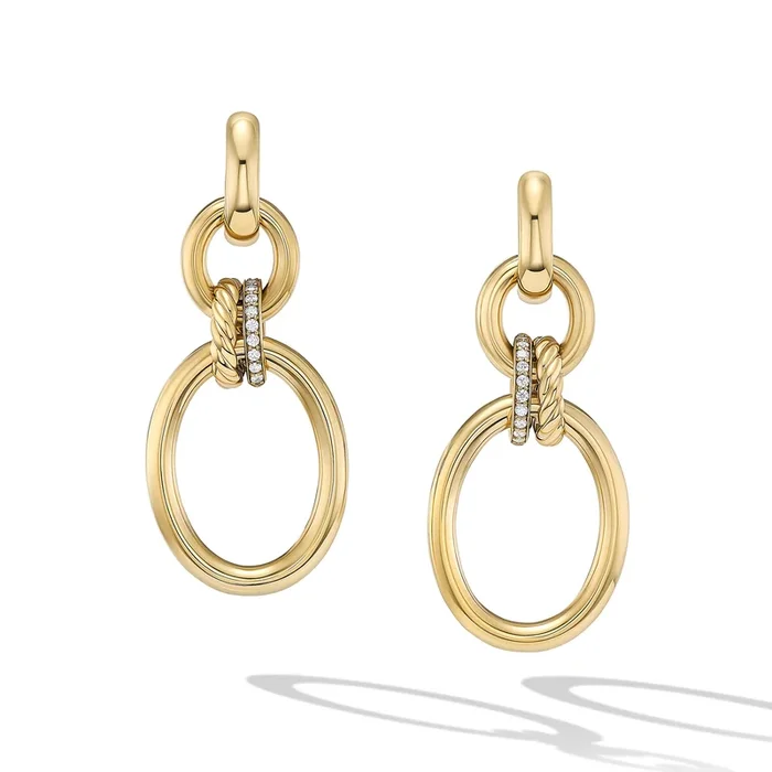 DY Mercer™ Circular Drop Earrings in 18K Yellow Gold with Diamonds, 50mm
