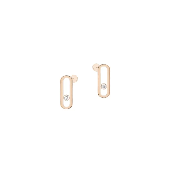 Earrings Messika Move Uno in pink gold and diamond – Lepage