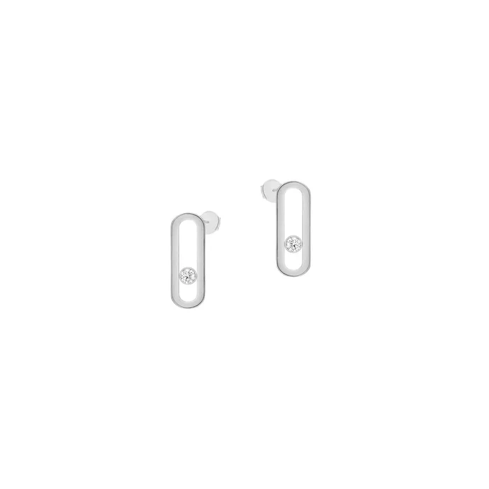 Earrings Messika Move Uno in white gold and diamond – Lepage
