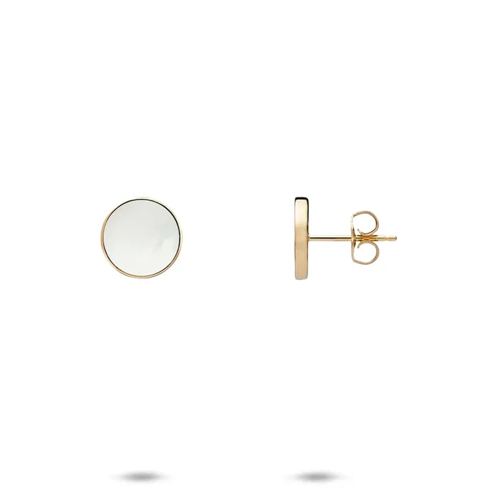 Eclipse Mother of Pearl Earrings in Gold – 9mm