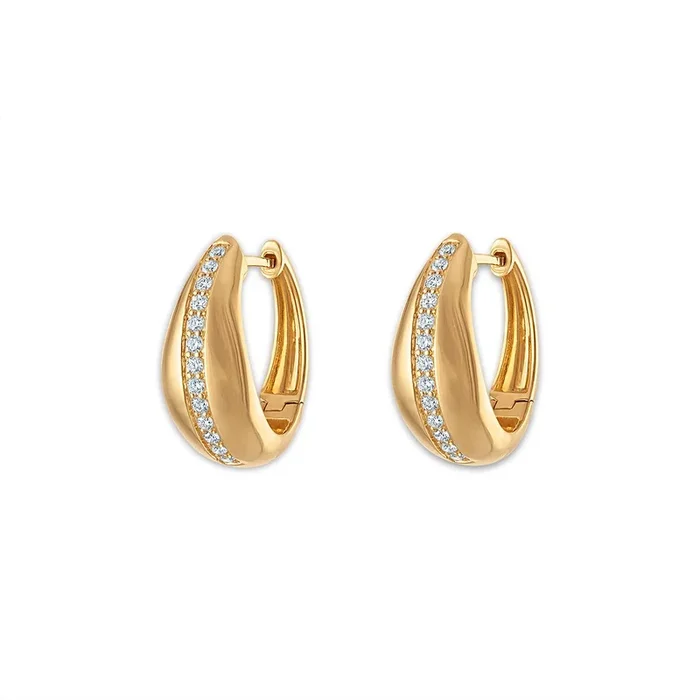 EcoLove 1/3 CTW Lab Grown Diamond Hoop Earrings in Yellow Gold Plated Sterling Silver