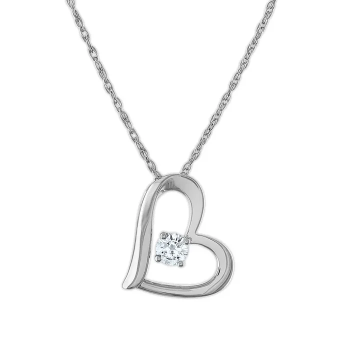 EcoLove 1/5 CTW Lab Grown Diamond Heart 18-inch Pendant in Rhodium Plated Sterling Silver