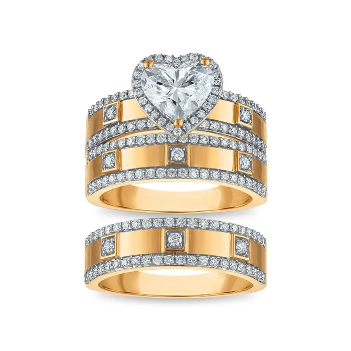 EcoLove 2-1/2 CTW Lab Grown Diamond Wedding Trio Set in 10KT Yellow Gold